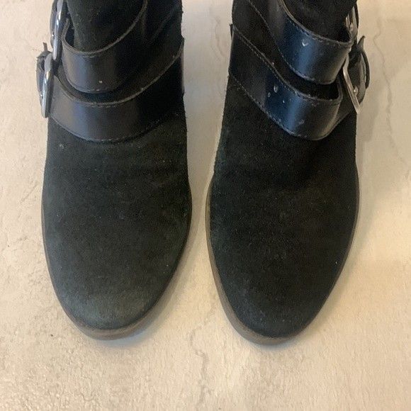 Dolce Vita Suede Ankle Boots, Black Suede, Women's 7.5 Triple Buckle Grunge Goth - Picture 6 of 11